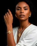 14K Gold- sunburst inspired-disc elements