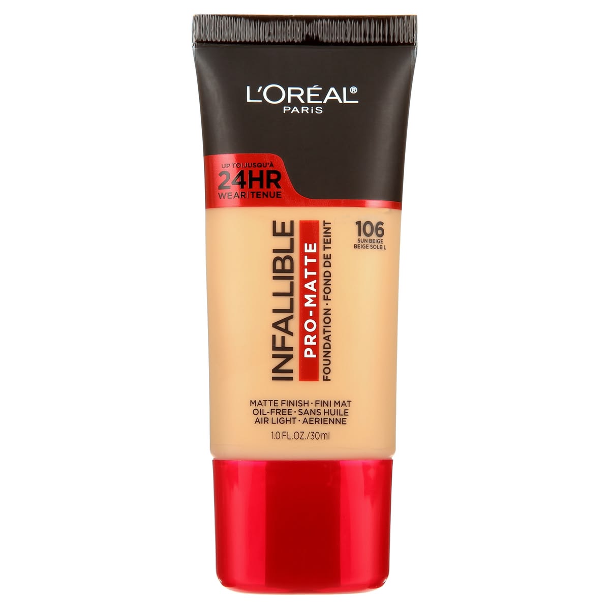 L'Oreal Paris Infalliable Pro-Matte Blendable Foundation, Oil Free, 106 Sun Beige, 1 fl.oz