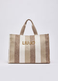 Liu Jo Striped Canvas Tote Bag