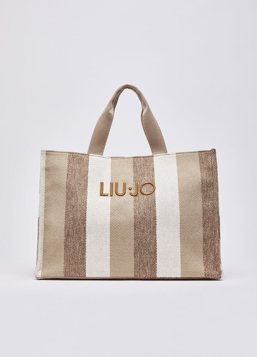 Liu Jo Striped Canvas Tote Bag