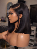 Sleek Chin-length human hair wig