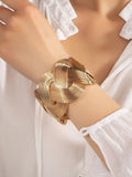 Woven -Gold tone chunky Cuff Bracelet