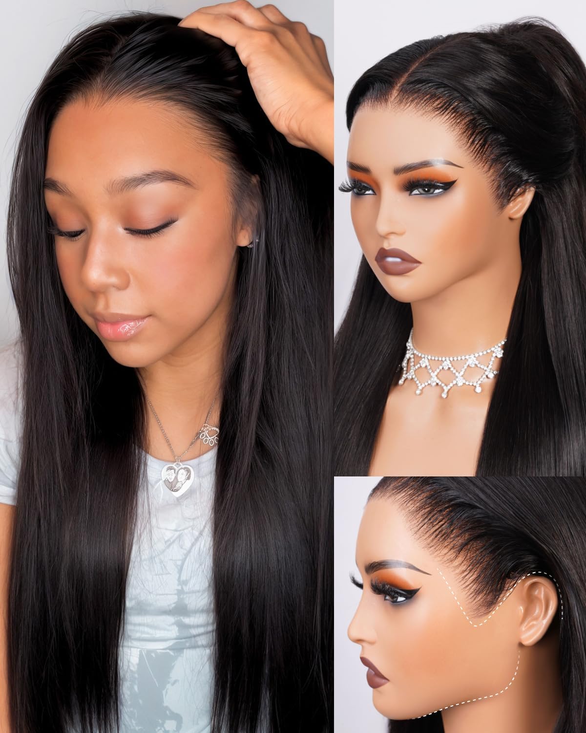 Los Elegancia 13 8 6lace front wig human hair 210% density glue less wig